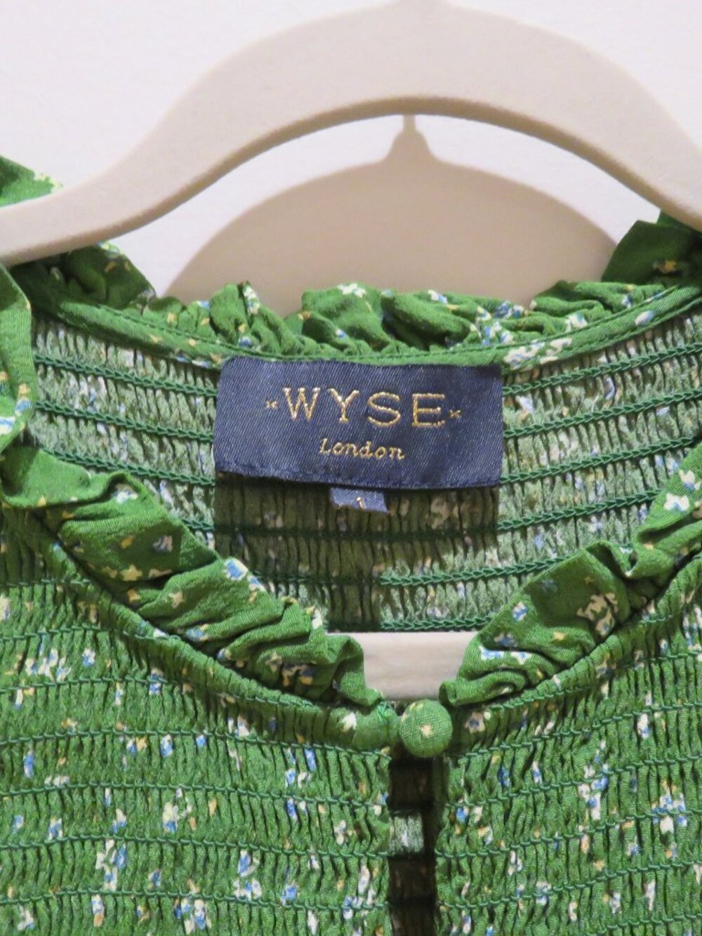 WYSE LONDON Sabine Smocked Tiered Maxi Floral Dress Green US 4 Cottagecore Boho - Picture 6 of 16